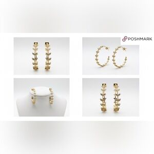 ✨Gold plated leaf 🍂 design hoop earrings for pierced ears. ✨